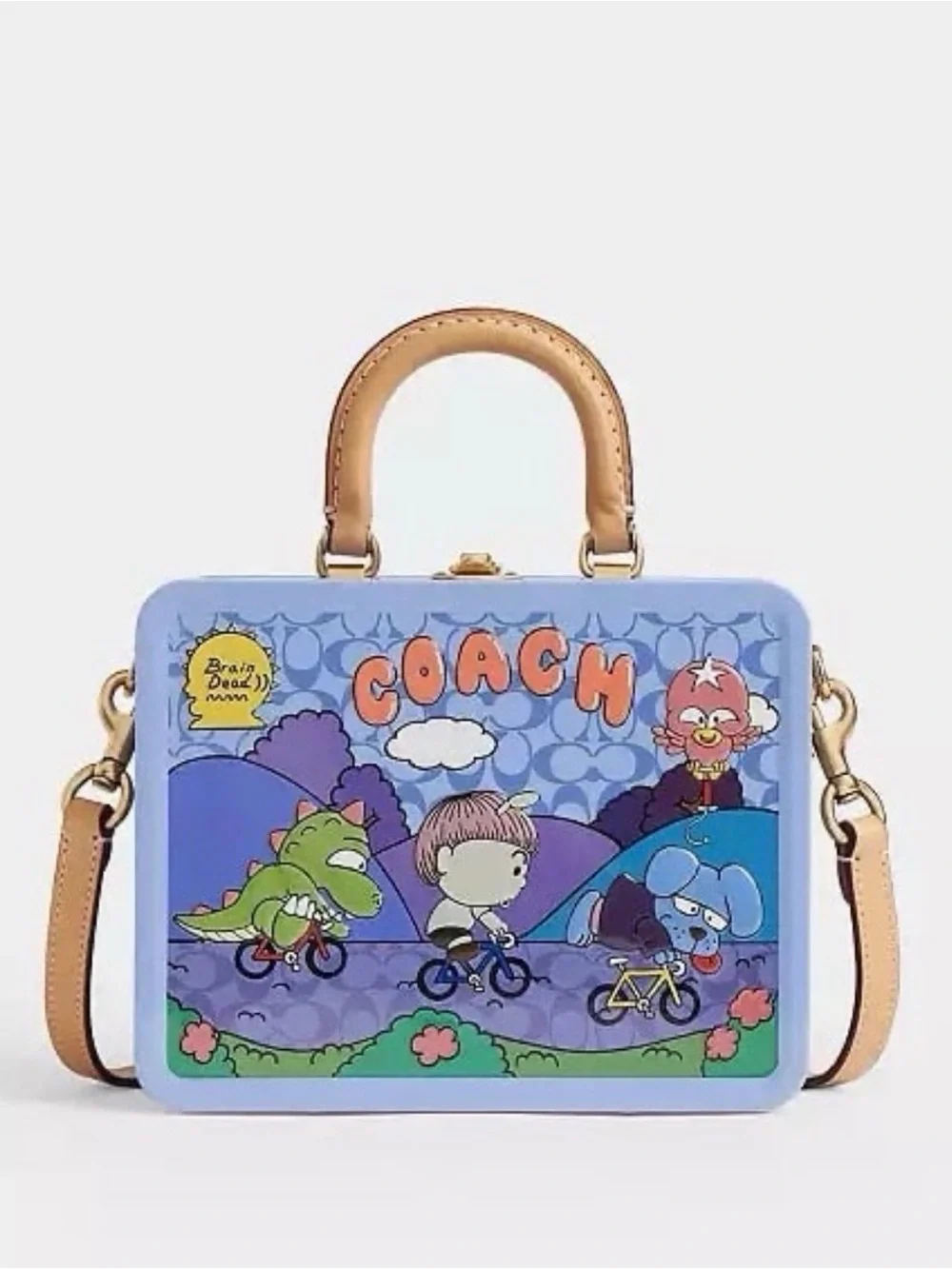 Coach X Brain Dead Souvenir Box Bag B4/Purple Multi Tin & Vachetta Leather NWT